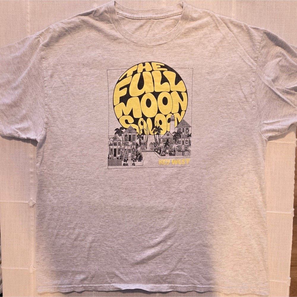 The Full Moon Saloon Key West Graphic T-Shirt Heather Grey Large